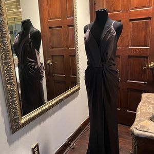 ABS NWT CHOCOLATE SATIN gatsby style long gown